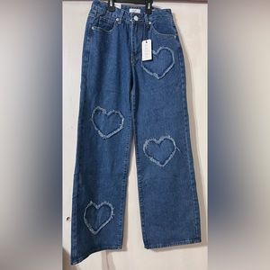 High Rise Wide leg jeans from forever 21 in a dark blue color